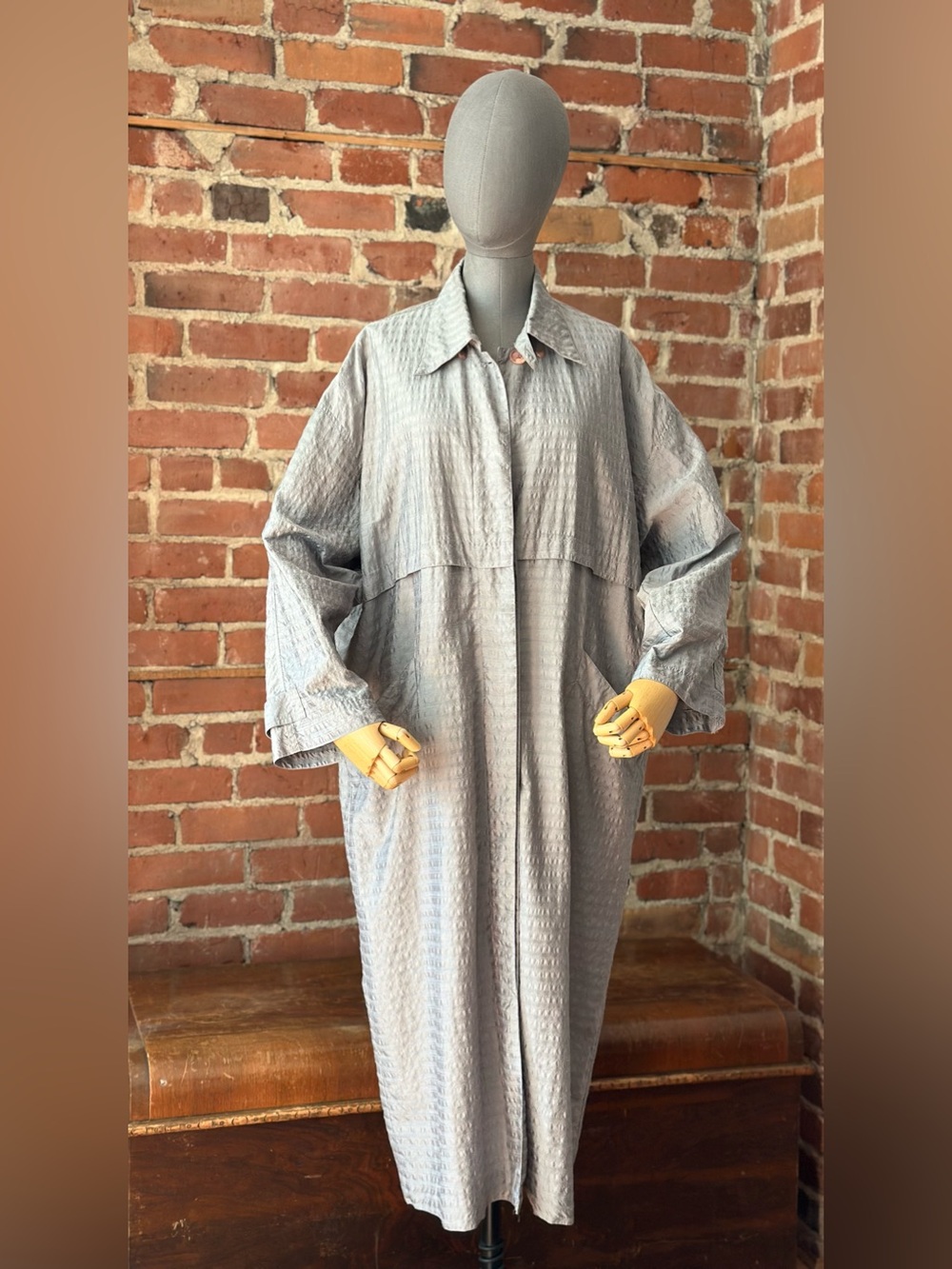 Vintage 90s Y2K Gray Oversized Maxi Duster Coat